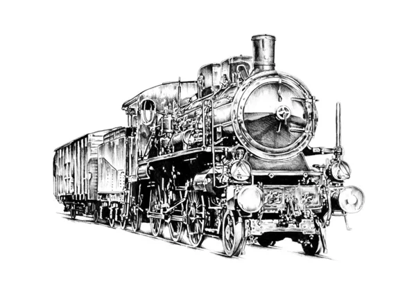 Eski buharlı lokomotif motoru antika