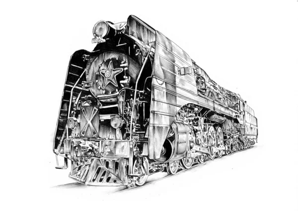 Eski buharlı lokomotif motoru antika — Stok fotoğraf