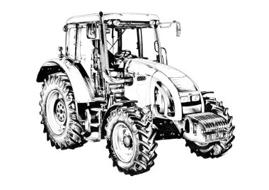 Tarım traktörü illüstrasyon sanat resim