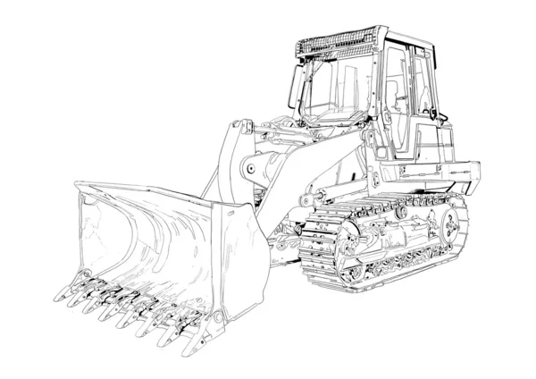 Bulldozer illustratie art tekening — Stockfoto