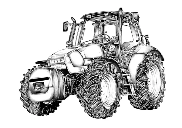 Tarım traktörü illüstrasyon sanat resim — Stok fotoğraf