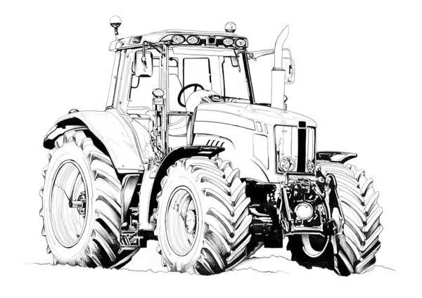 Landwirtschaft Traktor Illustration Kunst Zeichnung — Stockfoto