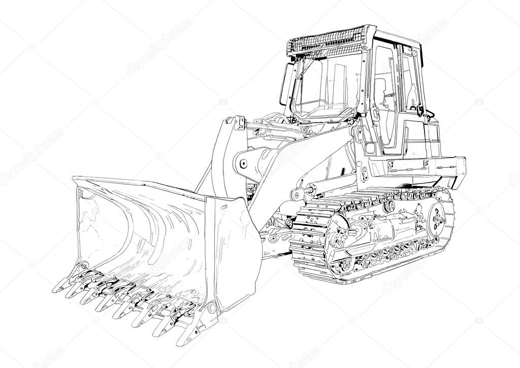  Bulldozer Sketch Drawing with Realistic