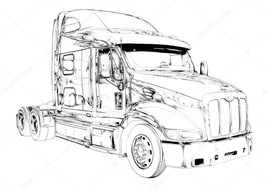 Truck illustration color isolated art drawing