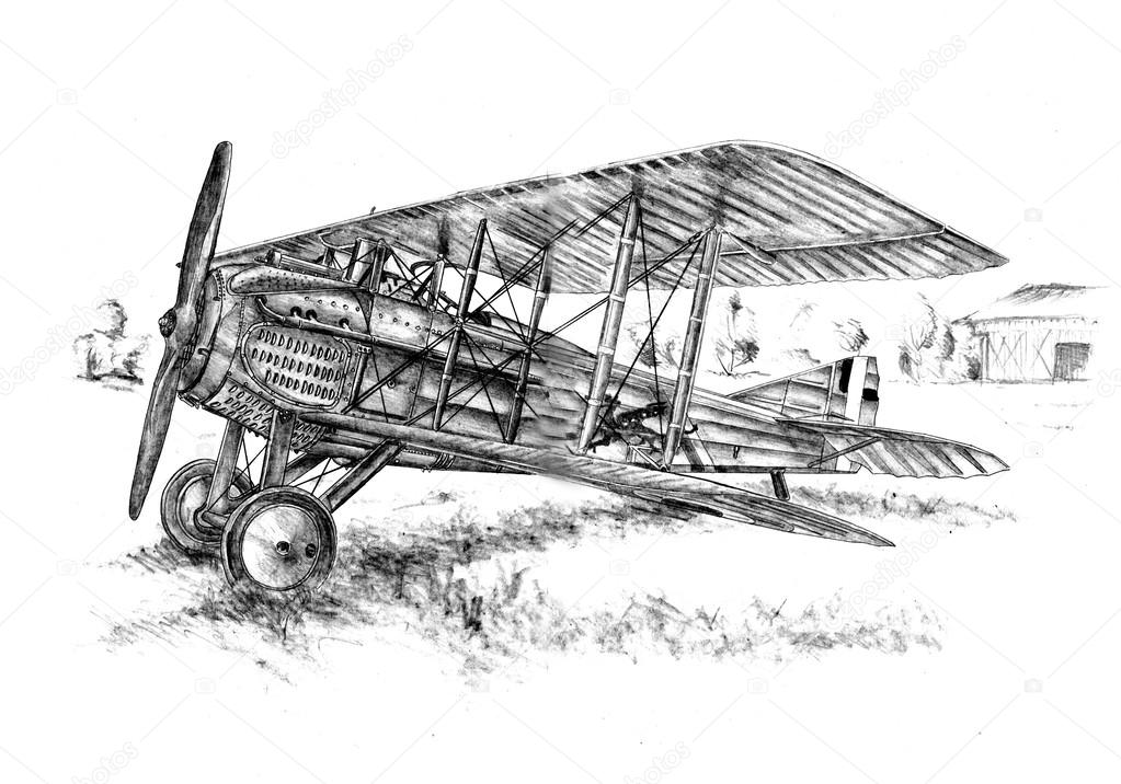 Old classic plane isolated white