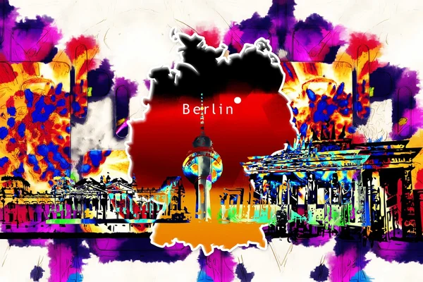 Berlim ilustração de design de arte — Fotografia de Stock