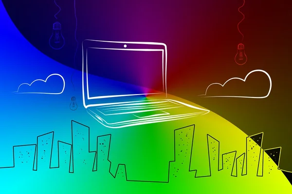 Modern laptop art illustration — Stock Photo, Image