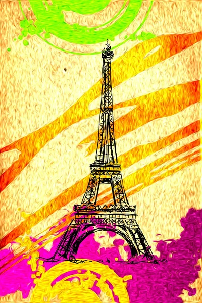 Eiffel tower paris art illustration — Stock Photo, Image