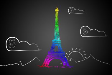 Eyfel Kulesi paris sanat illüstrasyon