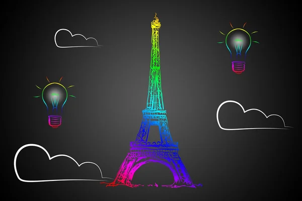 艾菲尔铁塔巴黎艺术插图 — 图库照片