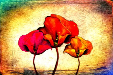 soyut çiçek Yağlıboya Resim