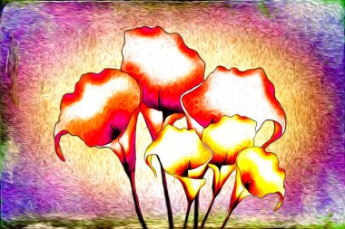 soyut çiçek Yağlıboya Resim