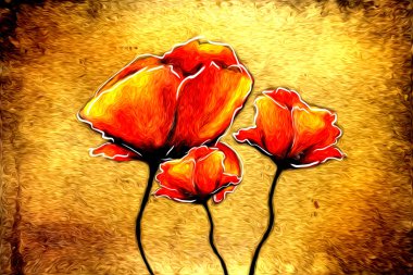 soyut çiçek Yağlıboya Resim