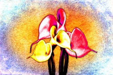 soyut çiçek Yağlıboya Resim