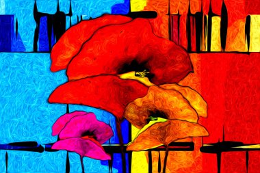 Abstract flower oil painting clipart
