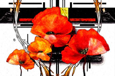 soyut çiçek Yağlıboya Resim