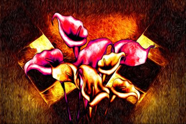 soyut çiçek Yağlıboya Resim