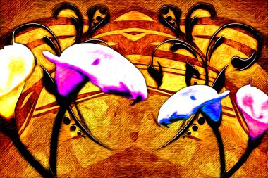 soyut çiçek Yağlıboya Resim