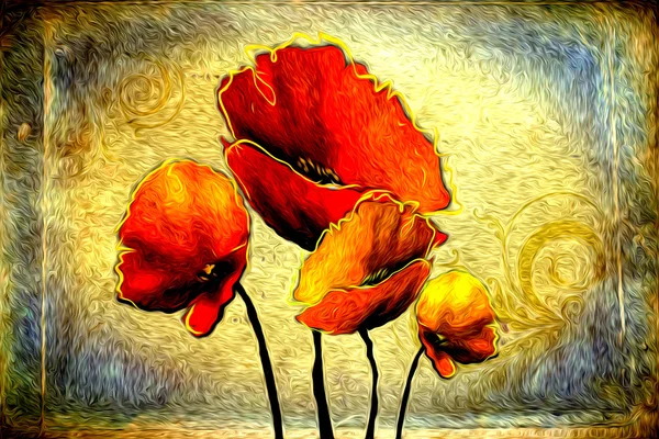 soyut çiçek Yağlıboya Resim