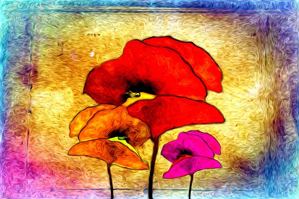 Flor abstracta pintura al óleo — Foto de Stock