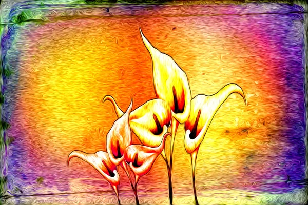 Oljemålning abstrakt blomma — Stockfoto