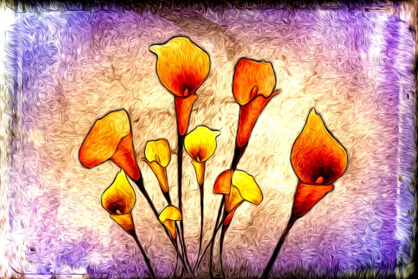 Soyut çiçek Yağlıboya Resim — Stok fotoğraf