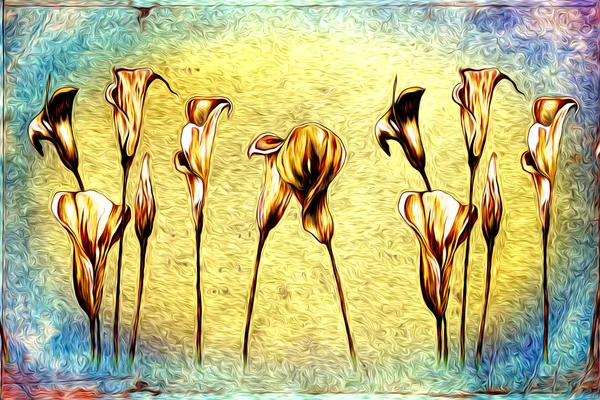 꽃 유화 추상화 — 스톡 사진