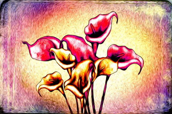 抽象的な花の油絵 — ストック写真