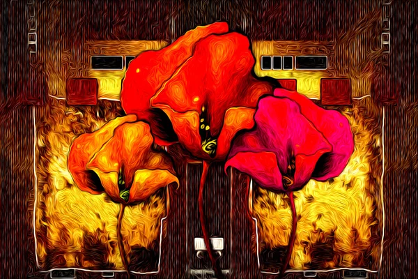 soyut çiçek Yağlıboya Resim