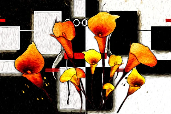 Abstracte bloem olieverfschilderij — Stockfoto