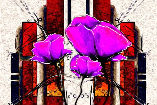 soyut çiçek Yağlıboya Resim