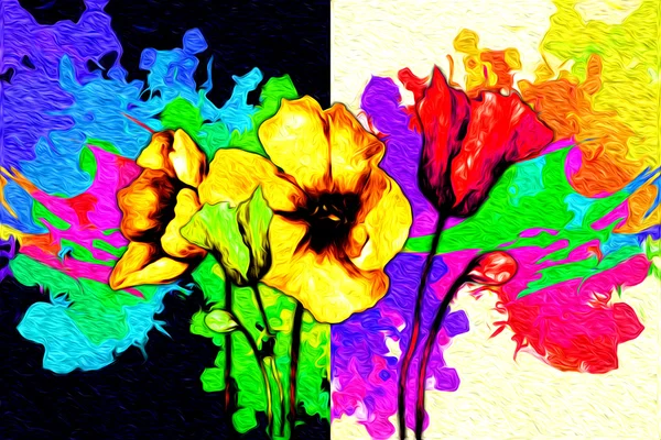 Flor abstracta pintura al óleo —  Fotos de Stock
