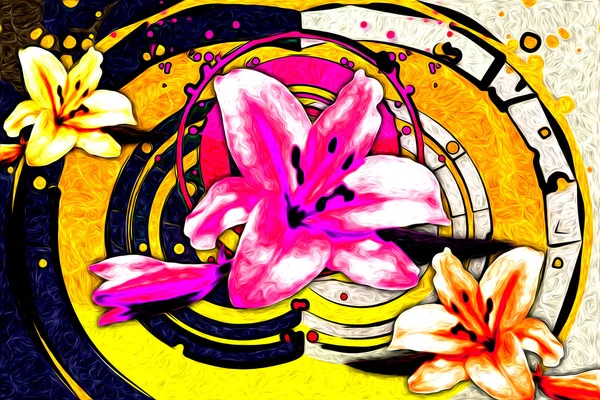 抽象的な花の油絵 — ストック写真