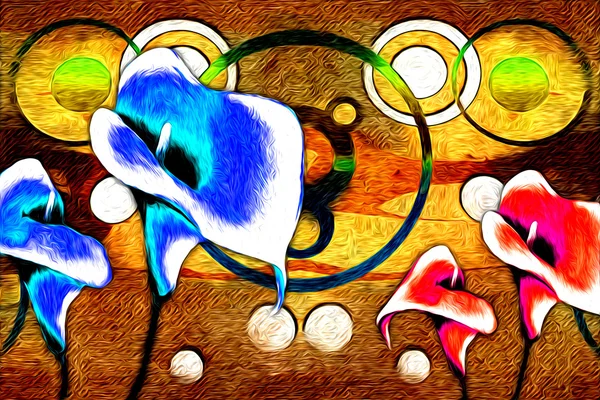 soyut çiçek Yağlıboya Resim