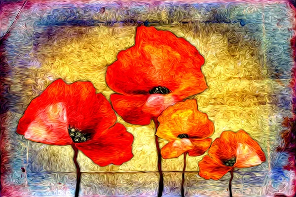 抽象花卉油画 图库照片