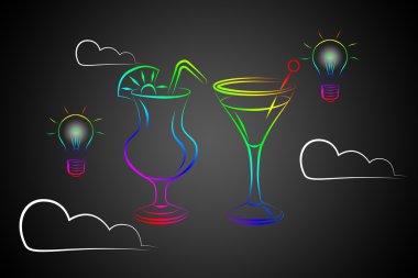 Alkollü kokteyller resimde kümesi