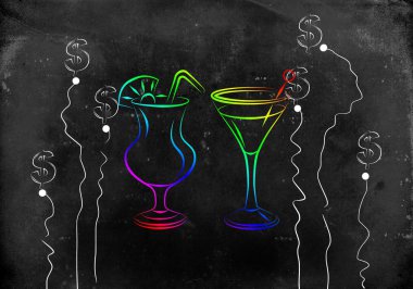 Alkollü kokteyller resimde kümesi