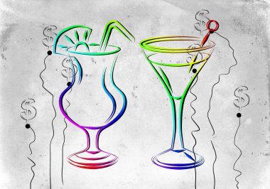 Alkollü kokteyller resimde kümesi