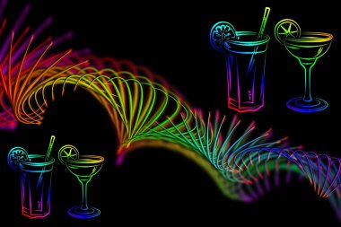 Alkollü kokteyller resimde kümesi