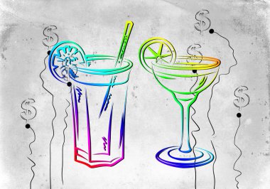 Alkollü kokteyller resimde kümesi