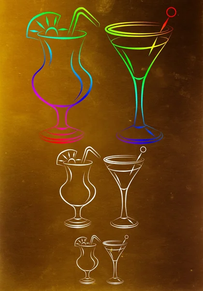 Illustration einer Reihe alkoholischer Cocktails — Stockfoto