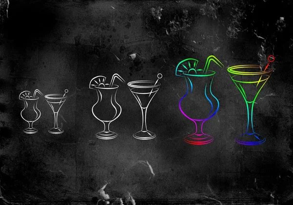 Alkollü kokteyller resimde kümesi — Stok fotoğraf