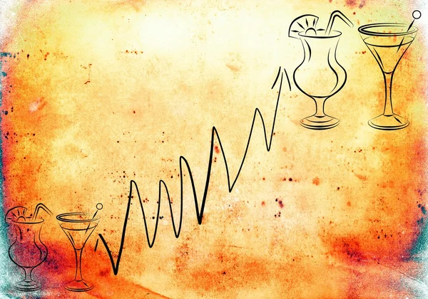 Набор иллюстраций к алкогольным коктейлям — стоковое фото