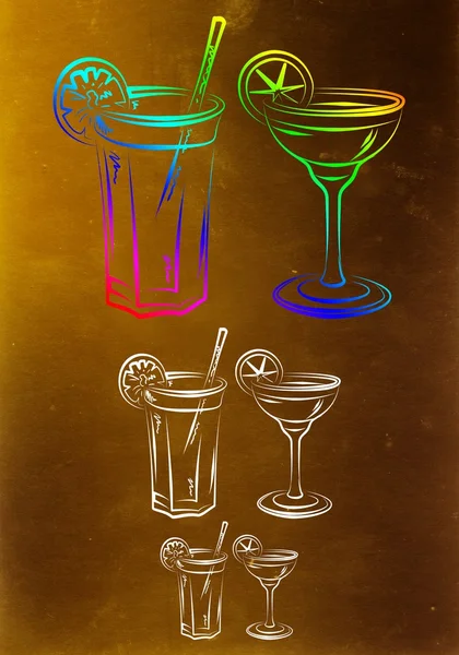 Illustration einer Reihe alkoholischer Cocktails — Stockfoto