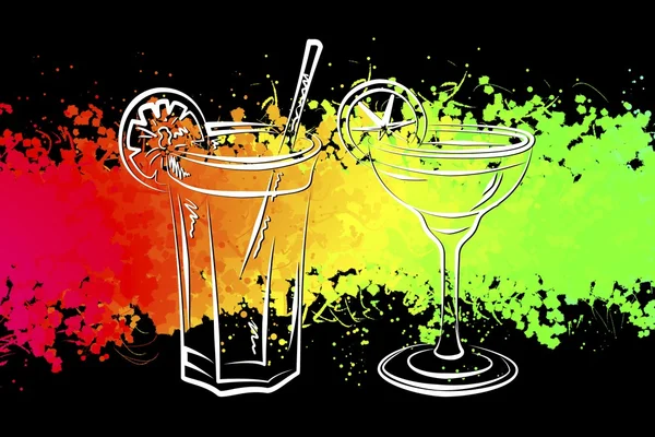 Illustration einer Reihe alkoholischer Cocktails — Stockfoto