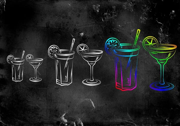 Conjunto de coquetéis alcoólicos ilustração — Fotografia de Stock