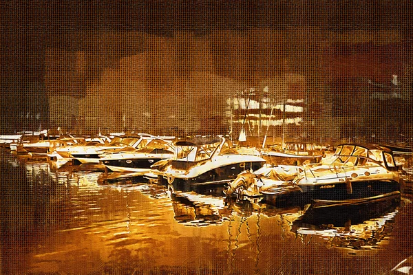 Peinture mer et bateaux — Photo