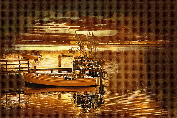 Mar y barcos pintura — Foto de Stock