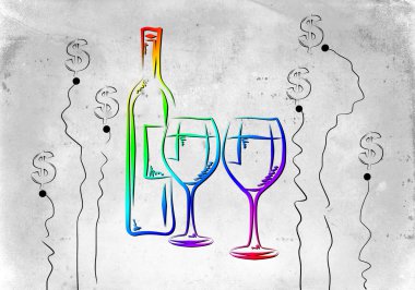 Şarap sanat illüstrasyon