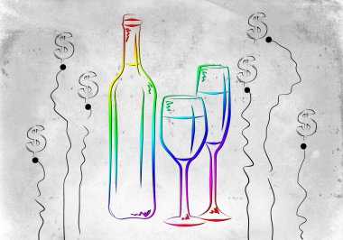 Şarap sanat illüstrasyon